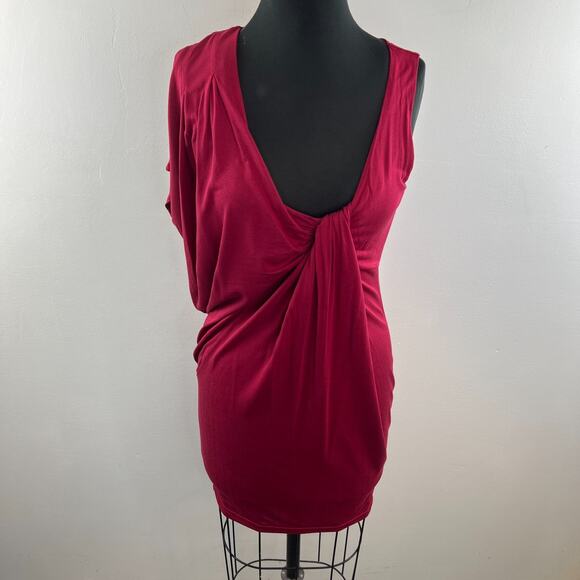 FRENCH CONNECTION Raspberry Pink Red Drape Mini Cocktail Dress 6 S M $198 RARE - Picture 4 of 10